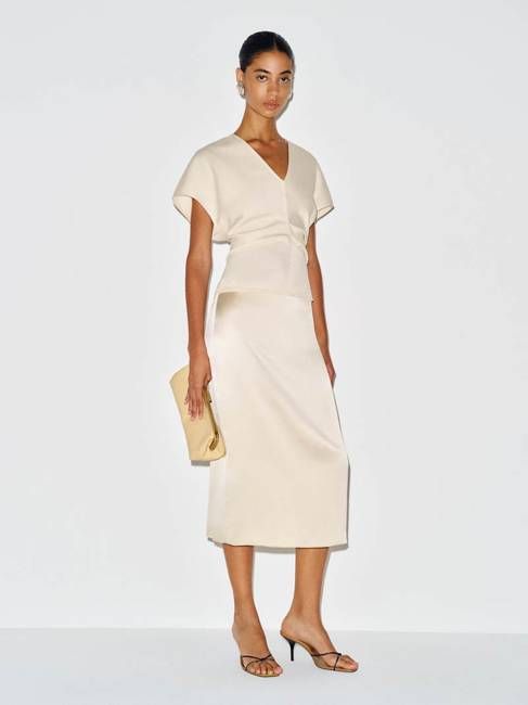 Reformation Petites Helen Low Waist Silk Midi Skirt