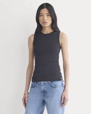 Luxe Rib Side Snap Tank | Black