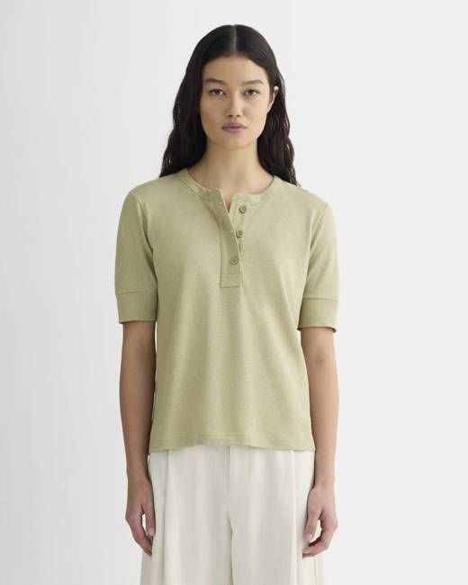 The Henley in Cotton Linen | Eucalyptus