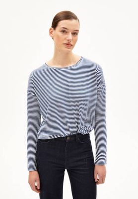 XIANAA STRIPES LANGARMSHIRT | VERBLASSTE INDIGO-HAFERMILCH