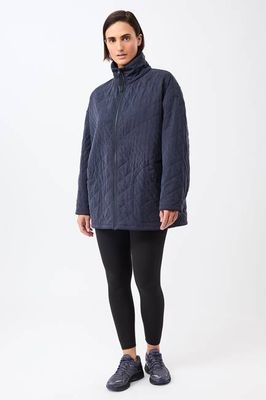 Gesteppte Jacke aus Tencel® mit Stehkragen (Navy)