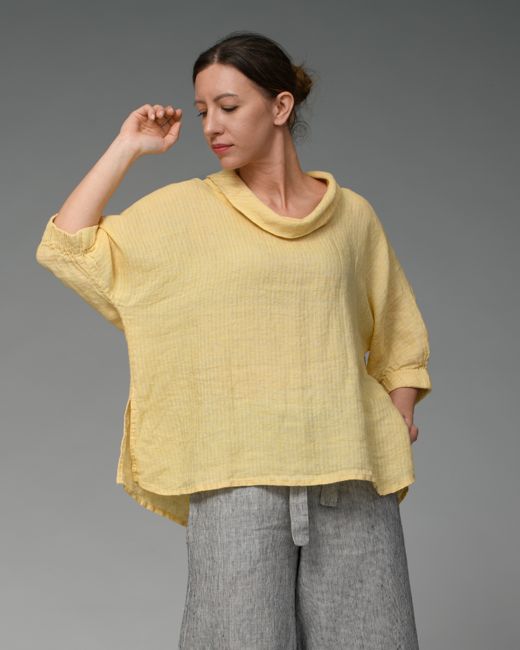 Angy -  Linen Blouse in Yellow