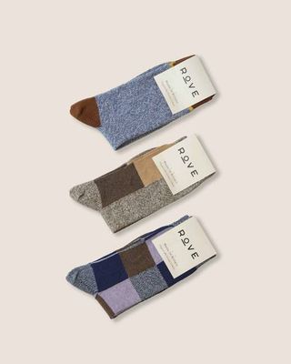 Organic Cotton Socks 3 Pairs | Blue & Brown