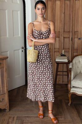 Amy Bias Sundress - Large Dots Cocoa + Pearl