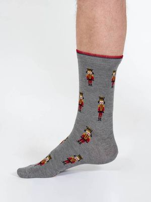 Christmas Nutcracker Bamboo Socks - Grey