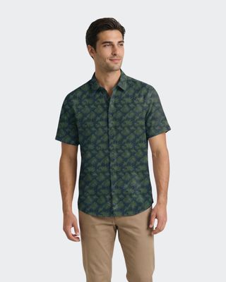 Navy Palm Leaves Button-Down Shirt