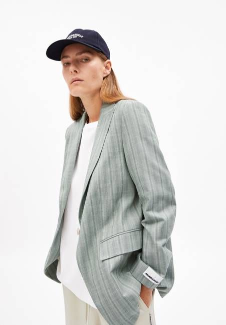 STRIPE MIKULAA BLAZER| seagreen-light oatmilk