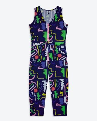 Miss Pompom Navy Scribble Sunny Days Jumpsuit