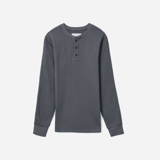 The Waffle Long-Sleeve Henley Tee | Slate