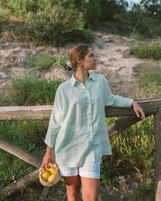 Cathy - Linen Blouse in Mint