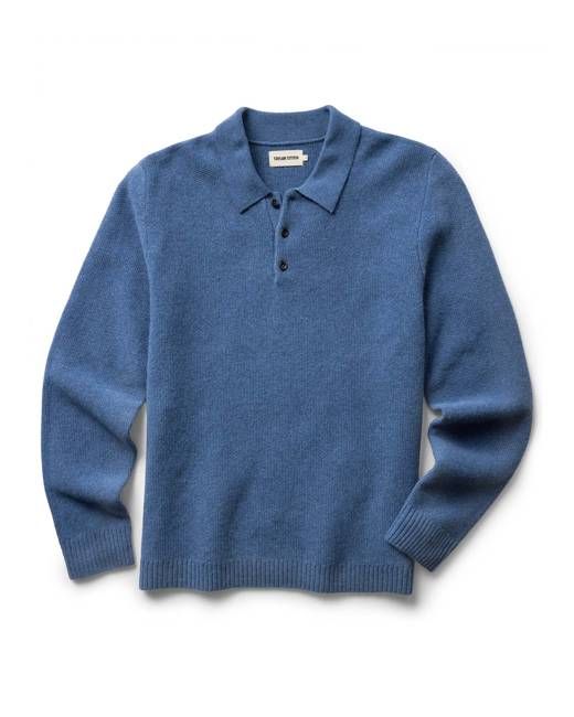The Newton Sweater Polo in Heather Clear Blue