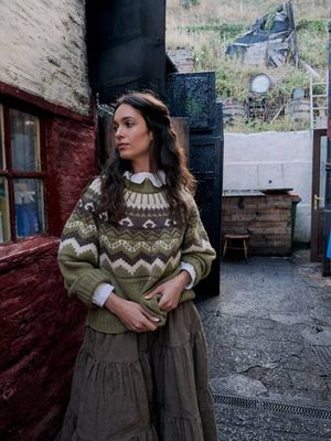 Fleetwood Jumper in Moss with Ecru & Peat