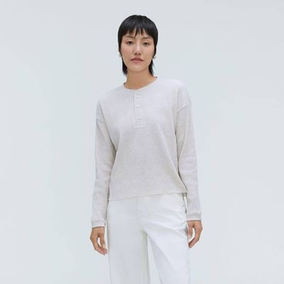 The Organic Cotton Waffle Henley | Heathered Tan