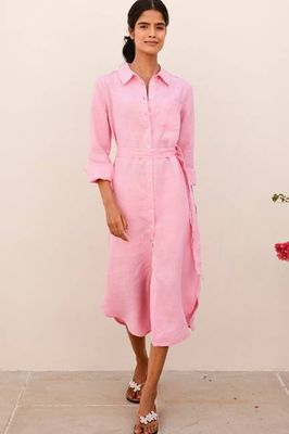 Kelly Linen Shirt Dress | Baby Pink