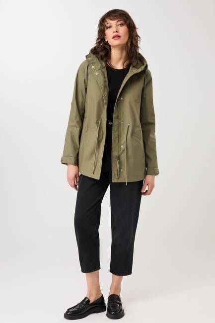 Kurzer Regenparka aus Bio-Baumwolle (Stone Moss)