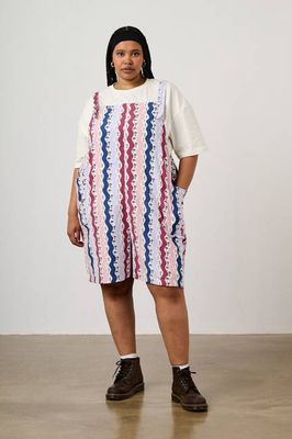 Alya - Viscose Dungarees Short in Wavy Floral Stripe