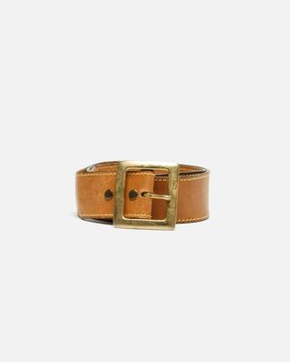 70s Leather and Brass Belt -#39