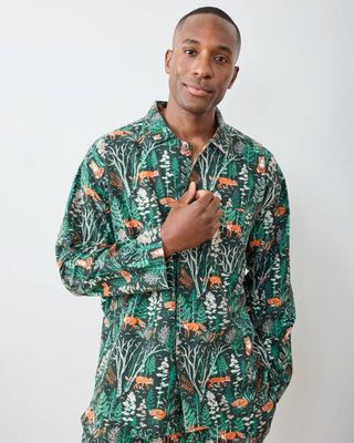 Fox & Folklore - Men's Lightweight Flannel Long PJ Set - Juniper