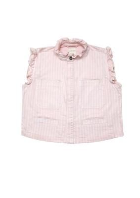 Pablo Denim Vest in Pink Dawn Wide Stripe