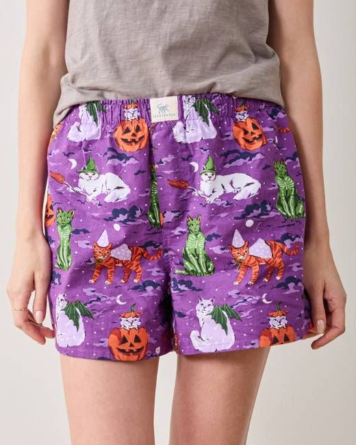 Halloween House Cats - Boyfriend Boxer - Purple Tonic