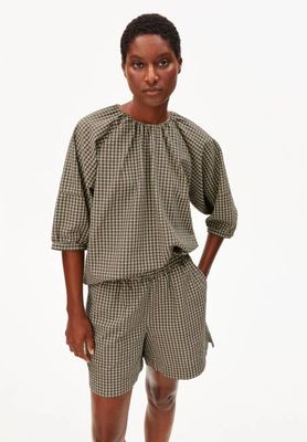 VICHY SEERSUCKER BLOUSE | foam-dried palm