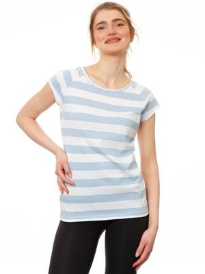 Cap Sleeve block striped light blue