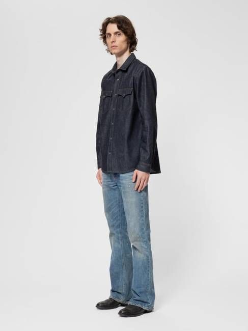 George Ace Selvage Denim Shirt Dry Blue | Nudie Jeans