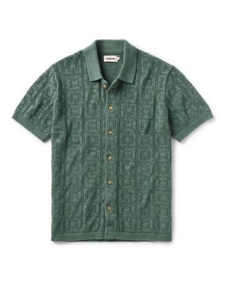 The Monterey Sweater Polo in Deep Sea Geo Crochet