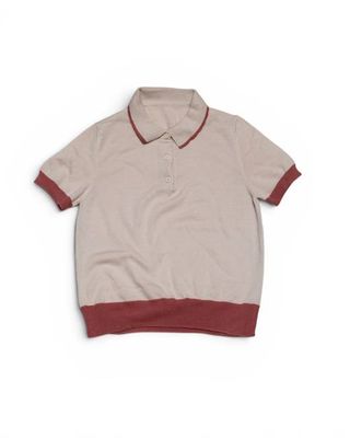 Size S #023 Merino Polo Shirt in Shell Pink
