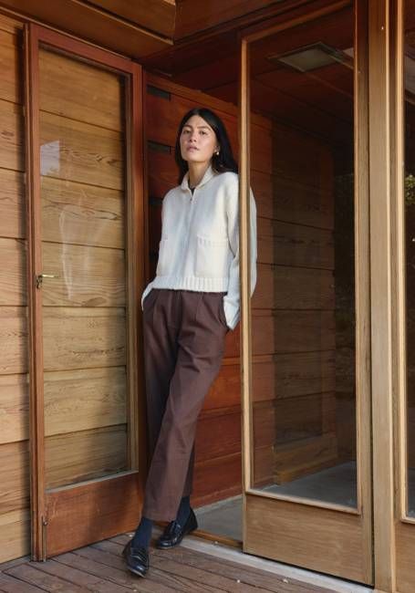 Zip Up Cardigan Ivory