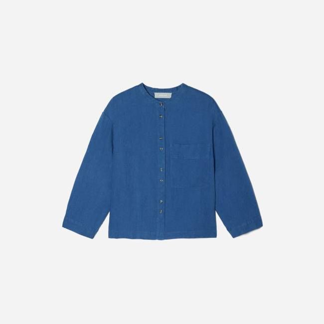 The Linen Billow Blouse | Deep Blue