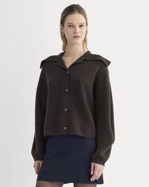 Fisherman Cardigan in Wool Cashmere | Americano Brown