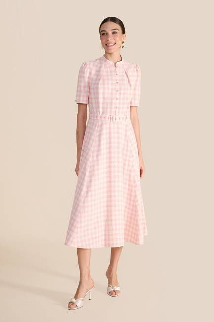 Ahana Pink & White Tweed Dress