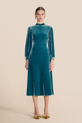 Sonia Teal Velvet Dress