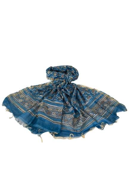Chanderi Silk Cotton Blockprint Stole No. 34 Jodhpur Edit