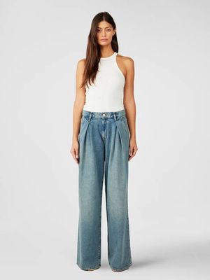 Linda Mid-Rise Pleated Wide Leg - Dusky Medium Indigo