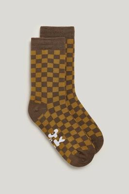 JoJo - Cotton Socks in Brown Check