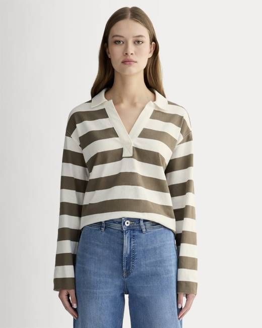 The Mariner Rugby Top | Deep Taupe / Bone