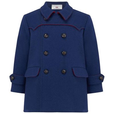 Marylebone Girls Pea Coat - Portland Blue