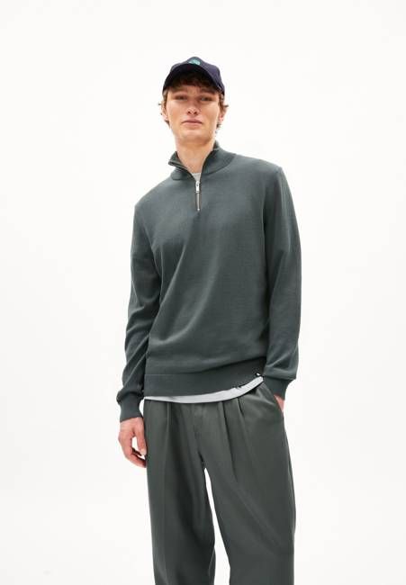 FAABES HALF ZIP KNIT SWEATER | space steel