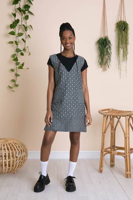 Mercy A Line Dress in Black Diamonds