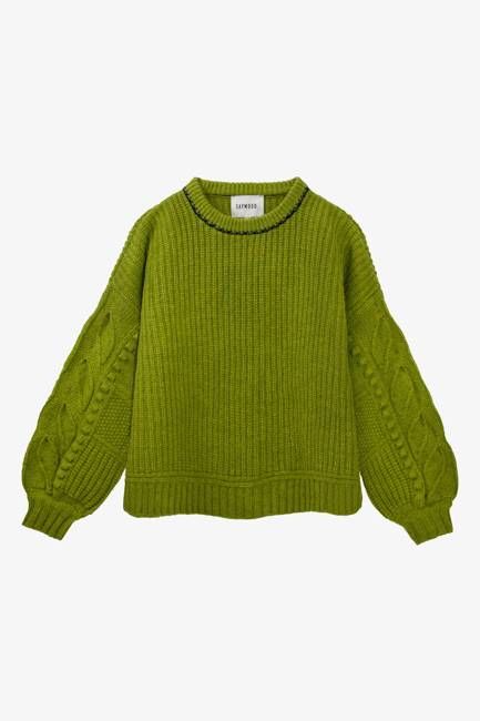 Adams Knitted Fishermans Rib Sweater, Dewy Moss Green