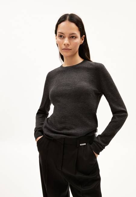 ELDIAA MERINO KNIT SWEATER | steel melange