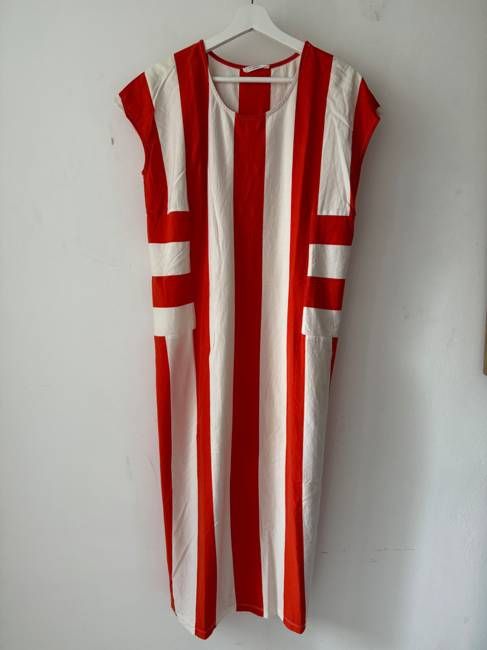 Carol Organic Cotton Dress in Cream and Paprika S Preloved