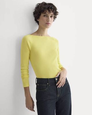 Luxe Rib Boatneck Top | Celandine