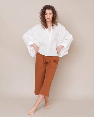 Ximena-May Organic Cotton & Linen Top In Off White