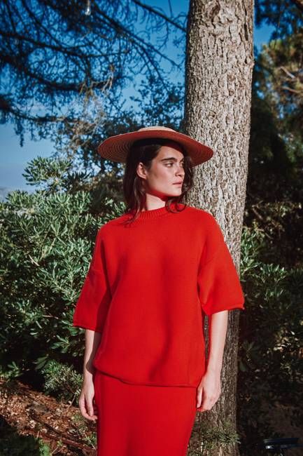 GERALDINE Oversize Tee in Organic Cotton - Red