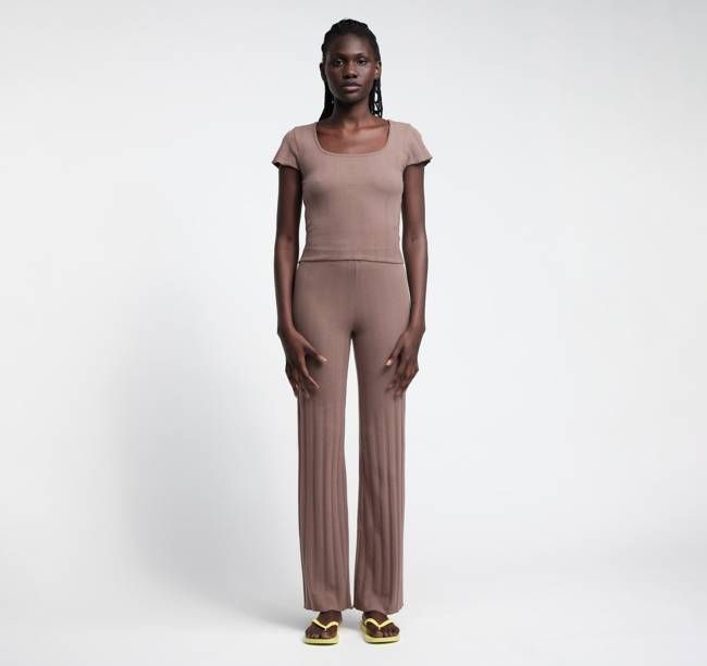 Pointelle Straight Leg Pants