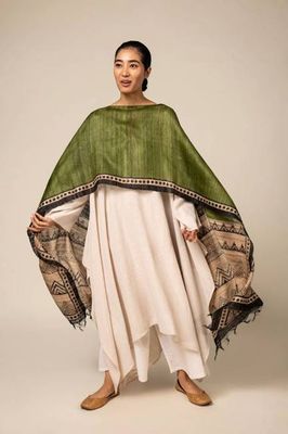 NEW! 3-in-1 Peace Silk Poncho Ikat
