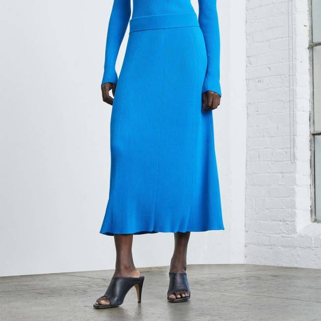 The Ribbed Knit Skirt | Brilliant Blue